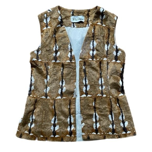 Vintage Roos Atkins Boho Animal Print Faux Fur Vest - Picture 1 of 5